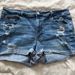 American Eagle Outfitters Blue Distressed Jean Shorts